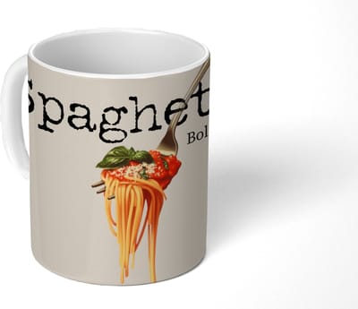 Mok - Koffiemok - Spaghetti - tomatensaus - Parmezaanse kaas - Mokken - 350 ML - Beker - Koffiemokken - Theemok