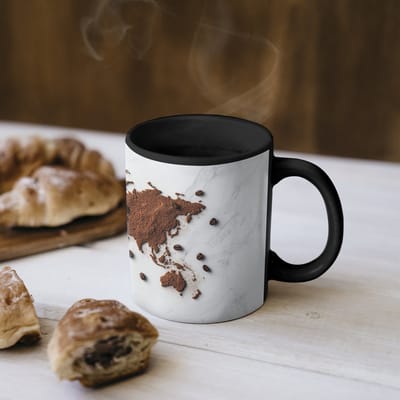 Magische Mok - Foto op Warmte Mokken - Koffiemok - Wereldkaart - Koffie - Marmer print - Magic Mok - Beker - 350 ML - Theemok
