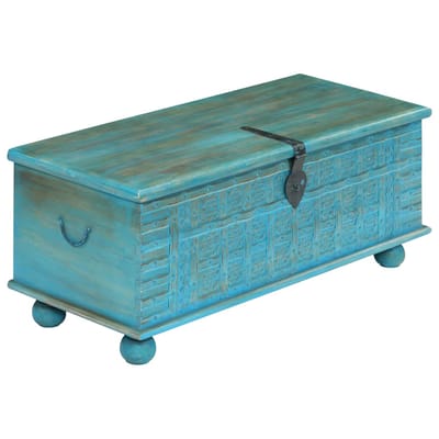 vidaXL - Opbergkist - 100x40x41 - cm - massief - mangohout - blauw