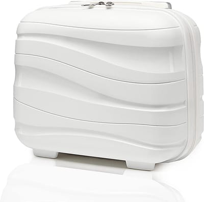 Cosmetische koffer harde schaal kleine beauty case dames handbagage polypropyleen 34 x 30 x 17 cm (crèmewit)
