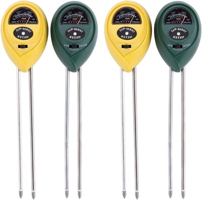 Bodem PH Meter - Tuingereedschap Tester - Planten Verzorgen - 3 In 1 Functionaliteit - 4 Stuks - Donkergroen Geel