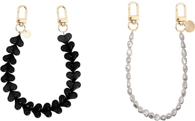 xoxo Wildhearts Telefoonkoorden Funky Hearts Zwart + Pearlfection Kort – geschikt voor iPhone / Samsung