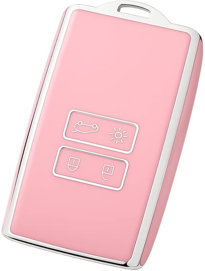 Autosleutel Hoesje geschikt voor Renault - Sleutelcover - TPU Cover Sleutelhoes - Accessoires - roze