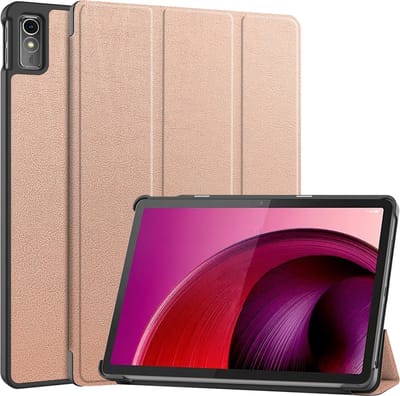 Hoesje Geschikt voor Lenovo Tab M10 5G - Dun & Stevig - Trifold Bookcase - Hard Cover - Hardcover Book Case - Tablet Hoes - Rosé goud