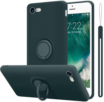 Cadorabo Hoesje geschikt voor Apple iPhone 7 / 7S / 8 / SE 2020 in LIQUID GROEN - Beschermhoes van flexibel TPU silicone Case Cover met ring