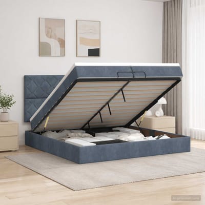 vidaXL - Ottoman - bed - met - matras - Donkergrijs - 200 - x - 200 - cm - Fluweel