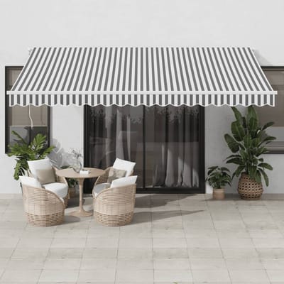 vidaXL - Luifel - automatisch - uittrekbaar - LED - 450x350 - cm - antraciet - en - wit