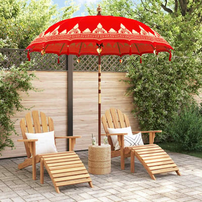 vidaXL - Balinese - Parasol - 260 - Rood - 210-220 - cm - Katoen - en - massief - hout