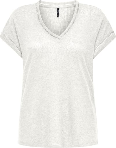 Only T-shirt Onlpenny S/s V-neck Top Jrs 15320072 Cloud Dancer Dames Maat - XS