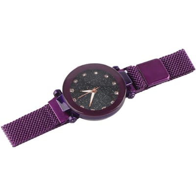Casual Legering Kwarts Ronde Wijzerplaat Dames Strass Horloge Siliconen Band Polshorloge (Paars) black