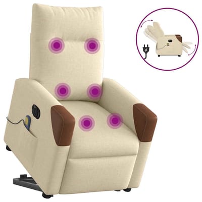 vidaXL - Sta-op-massagestoel - elektrisch - verstelbaar - stof - crèmekleurig