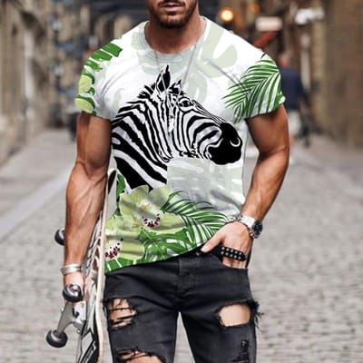 Zomer Mannen T-shirt Premium Luipaard Patroon 3D Gedrukt vintage t-shirt Harajuku Casual korte Mouw T-shirt Unisex tops 4XL black