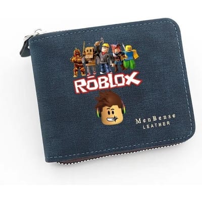 Perfecte MenBense Roblox Cartoon Print Korte Rits Lederen Portemonnee Kaarthouder Draagbare Portemonnee Voor Kinderen Tieners Dagelijks School Reizen Gebruik 11.5x2.5x9.5cm gray