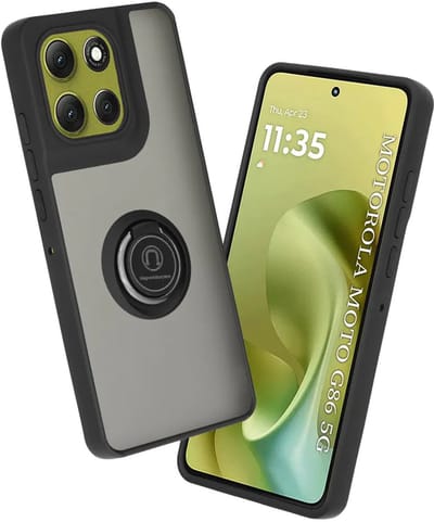 Hoesje geschikt voor Motorola Moto G86 - Techsuit Glinth Back Cover met ring en magneet - Zwart