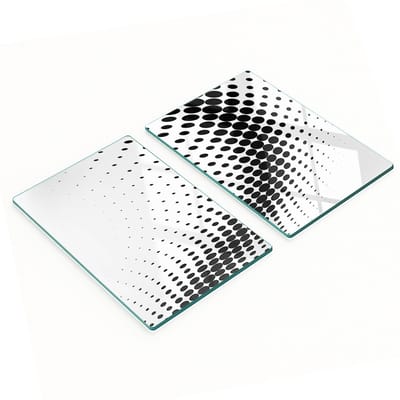 Set van 2 geharde glazen borden met geometrische figuren, 2x40x52 cm