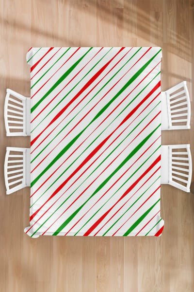 Kerst Tafelkleed - Kerstmis Decoratie - Tafellaken - Patronen - Kerst - Strepen - 150x220 cm - Kerstmis Versiering - Tafeldecoratie Kerstmis - Kerstdecoratie tafel - Tafelversiering