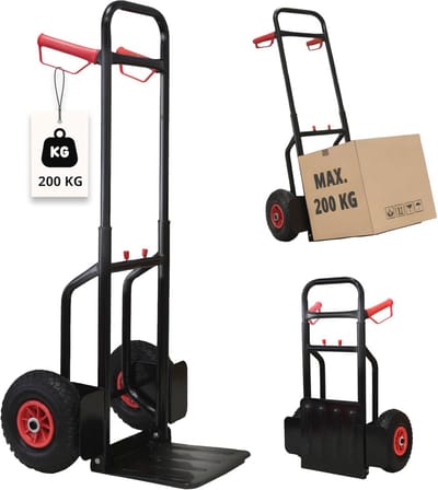 Steekwagen Inklapbaar - Transportwagen Opvouwbaar - Zwaar Werk - Luchtbanden Stevig Staal - 200 kg - Zilver
