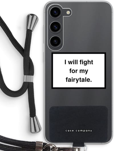 Case Company® - Hoesje met koord geschikt voor Samsung Galaxy S23 Plus hoesje met Koord - Fight for my fairytale - Telefoonhoesje met Zwart Koord - Bescherming aan alle Kanten en Over de Schermrand