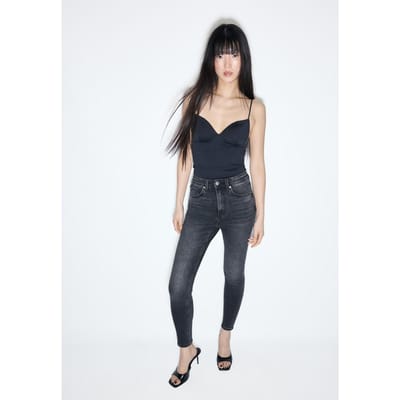 Stradivarius D09 skinny fit jeans met superhoge taille  ZWARTE DENIM WASSING 32