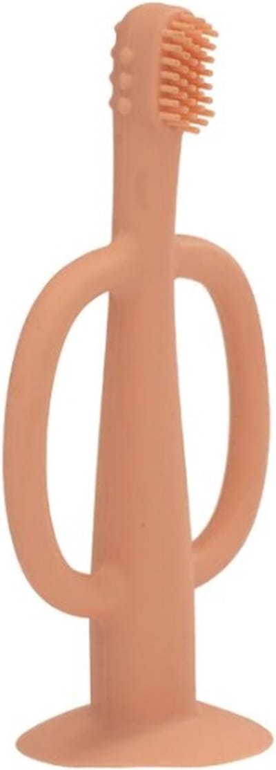 Babytandenborstel - doorkomende tandjes - tandvlees massage - baby/peuter - silicone - Rose - 2 stuks
