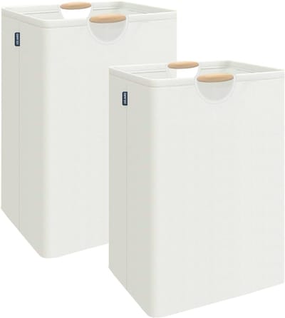SnelShoppen - Set van 2 Vouwbare Wasmanden 80 Liter met Handvat - Wasbare Opslagmanden voor Wasruimte, Badkamer en Kinderkamer, Efficiënte Opberging