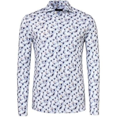 Desoto Luxury Overhemd Luxury Watercolor Floral Pattern Beige-Blauw / male