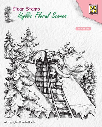 Nellie Snellen Idyllic Floral Scenes Clear Stempel Santa Claus At Work 95x107mm