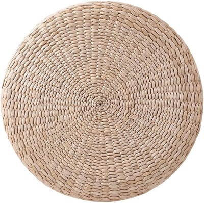 Handgeweven Pouf en Tatami Zitkussen voor Comfortabele Meditatie en Yoga - Ideaal voor Balkon en Patio