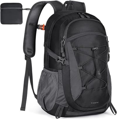 VIN® Trekrugzak - Backpack Licht Gewicht - Outdoor - Waterdichte Wandelrugzak Met Reflecterende Strepen - Trekking Rugzak 40 Liter – trekkersrugzak - Backpacks Voor Camperen, Klimmen, Skiën en Fietsen - Zwart