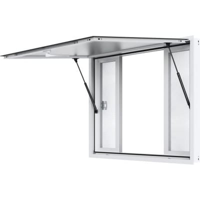 VEVOR Food Truck Raam, 1220 x 915 mm Aluminium Serveerraam, Draaibaar tot 85° met 4 Schuiframen, Luifeldeur en Trekhaak, voor Food Trucks