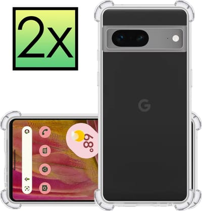 Hoesje - 2 Stuks - Geschikt voor Google Pixel 7A - Sterk & Shockproof - Siliconen Case - Back Cover - Telefoon Hoes Shock Proof - Transparant