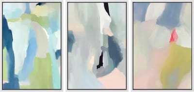 Canvas Muurkunst Set - Abstracte Decoratie - Woonkamer Aankleden - Set van 3 panelen - 16x24 Inch - Pastelkleuren