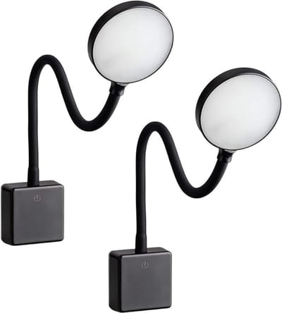 Verte Stekkerspot Dimbaar - LED-Lamp met Fitting - Dimbaar - Wandlamp met Stekker - 4 W - Zwenkarm - Flexibel - Neutraal Wit - 4000 K - Leeslamp - Nachtlampje - Zwart - 2 Stuks
