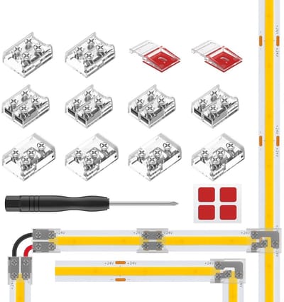 Dailygoody - LED-strip connector - 2-pins T-vormige connector - Voor eenvoudige installatie - 10 mm breed - Geschikt voor monochrome ledstrips - Inclu..