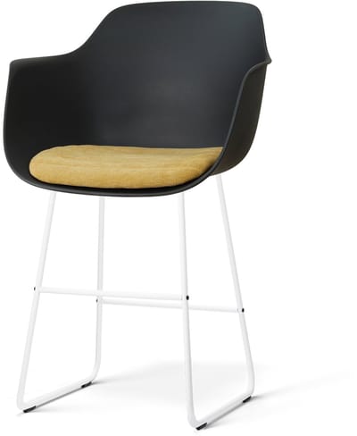 Nolon Nino-Liz barkruk zwart met warm oker Zitkussen - wit onderstel - 65 cm