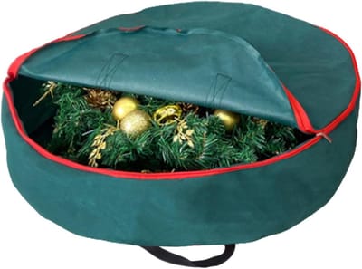 Opbergzak Decoratie - Opbergdoos Rits - Seizoensdecoratie Opslag - Dik Vlies Materiaal - 60 x 16 cm - Groen