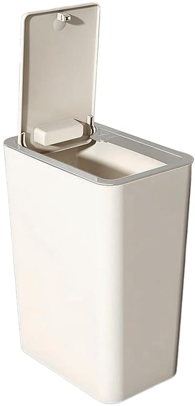 Prullenbak met Deksel - Vuilnisbak - Kleine Ruimtes - Compact Ontwerp - 10 Liter - Zwart