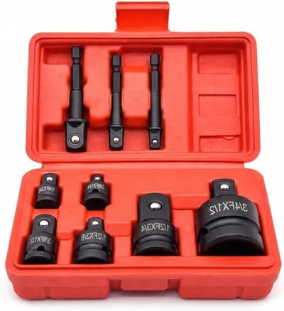 Adapterset voor Steeksleutels: 9-delige Set voor Impact Wrench, Converter voor 1/4", 3/8" en 1/2" Steeksleutels en Ratchets