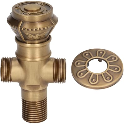 Robinet d'angle Style Antique Européen Robinet d'eau Froide Chaude Robinet d'angle à Tournant Vanne d'arrêt d'eau pour Cuisine Salle de Bain beige