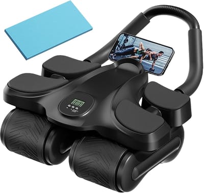 Buikspier Roller - Kernspier Trainer - Thuis Fitness - Automatische Terugveerfunctie - 36x22x14 cm - Zwart