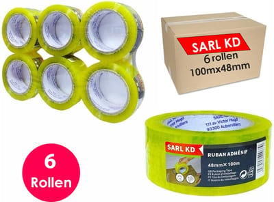 Verpakkingstape - 6 rollen - Ultra Sterk - Transparant tape - 100mx48mm - Polypropylene stevige plakband - doorzichtig - SARL KD®