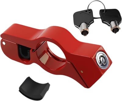 Motorfiets Stuurslot - Anti-diefstal Beveiliging - Voertuig Beveiligen - Drukknop Mechanisme - 19 cm Lengte - Rood