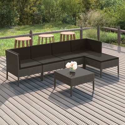 vidaXL - 6-delige - Loungeset - met - kussens - poly - rattan - grijs