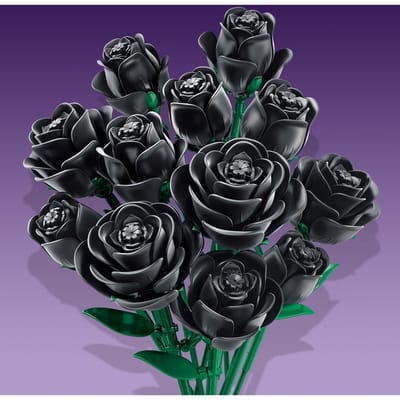 12 Stuks Zwarte Rozenbos Bouwstenen Speelgoed Bakstenen Speelgoed Sets Bureaublad Decoratie Valentijnsdag Kerstcadeaus black