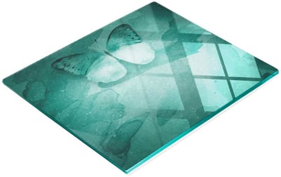 Duurzame en stijlvolle snijplank van gehard glas met vlinderpatroon, 60x52 cm