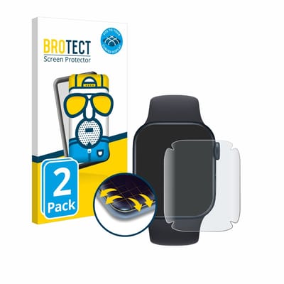 BROTECT - Screenprotector voor Apple Watch Series 8 / 9 - Folie Beschermfolie matte volledig dekking 2 Stuks
