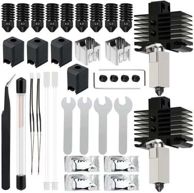 2 Stuks Hotend met 0.2/0.4/0.6mm Verstevigde Stalen Mondstuk, Siliconen Sok, Thermistor en Reinigingsnaalden voor X1/X1C 3D Printer Accessoires
