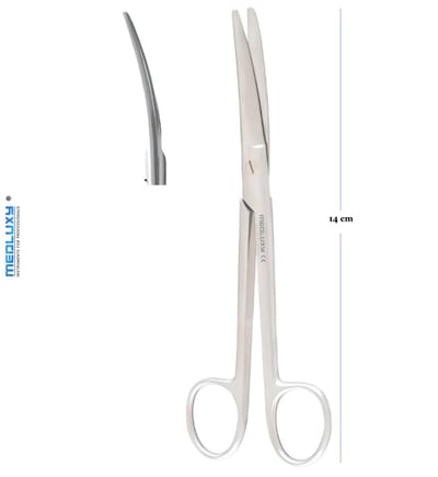 Medluxy - Verbandschaar Prepareerschaar Mayo - Gebogen - 14 cm - Stompe Punt - Professionele Kwaliteit - Dissectie Verpleegkundige Schaar Chirurgische Schaar EHBO Verpleegkunde