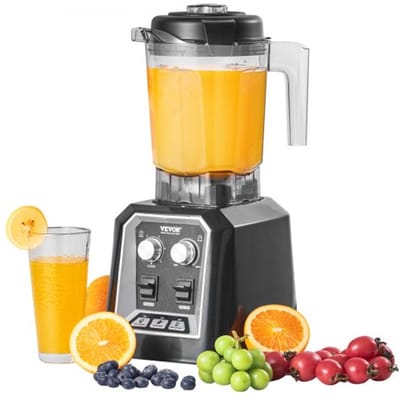 VEVOR Commerciële Blender 2200W met Kunststof Container, Hoogwaardige Professionele Mixer met 3 Functies, voor Bevroren Dranken, Shakes, Smoothies en Crushed Ice