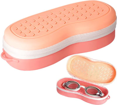 Opbergdoos Zwembril - Siliconen Zwembril Opbergdoos - Zwembrilhoes - 18 × 7 × 5,5cm - Beschermhoes voor Zwembrillen - Brilzak met Ritssluiting - Ideaal voor Zwemmen, Reizen & Strand - Zomeraccessoire - Roze - Geweldig Cadeau voor Vrouw & Man